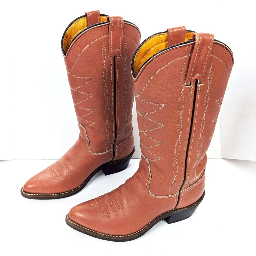 Double H Western Cowboy Boots Brown Leather  Sz 6